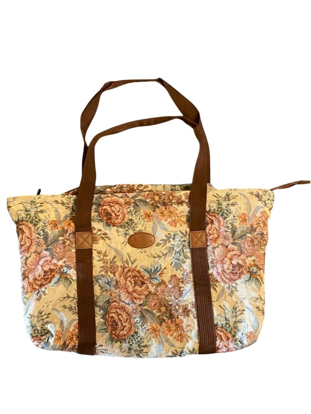 Vintage Renaissance Floral Tapestry Tote  duffle Bag boho cottagecore Grandma